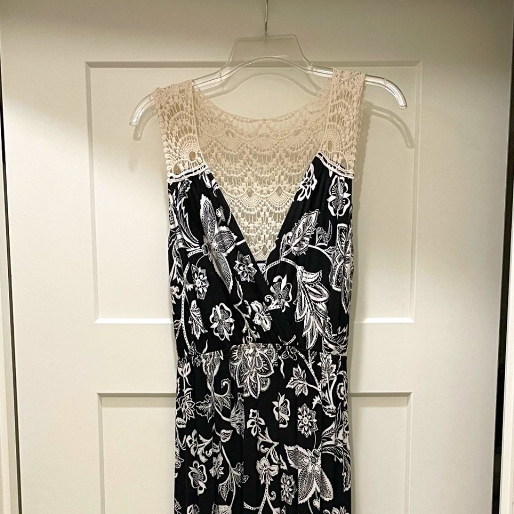 Motherhood Maternity Tie Sleeveless Maternity Maxi Dress (Large)